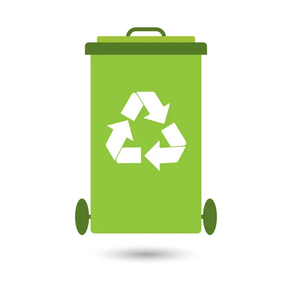 Ikona Ekologiczna Kosz Śmieci Ikoną Recyklingu Śmieci Zielony Design Logo — Wektor stockowy