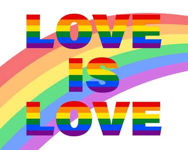 五彩缤纷的彩虹 色彩斑斓的Lgbt旗帜 爱情是白色背景上的爱情 Lgbt背景 — 图库矢量图片