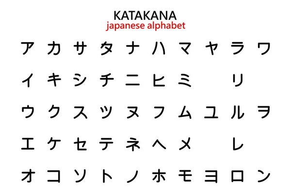 Japanese Alphabet Katakana Black Letters Japanese Alphabet White Background Illustration — Vector de stock