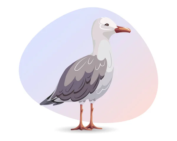 Cute Seagull Gentle Background Detailed Summer Illustration Clip Art Print — 스톡 벡터