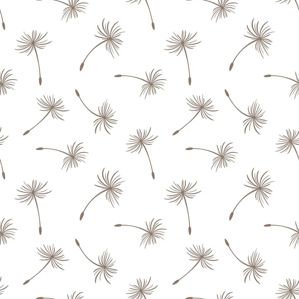 Seamless Pattern Beige Dandelion Fluff White Background Print Background Textile —  Vetores de Stock