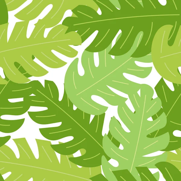 Seamless Pattern Tropical Monstera Leaves White Background Floral Print Background — ストックベクタ