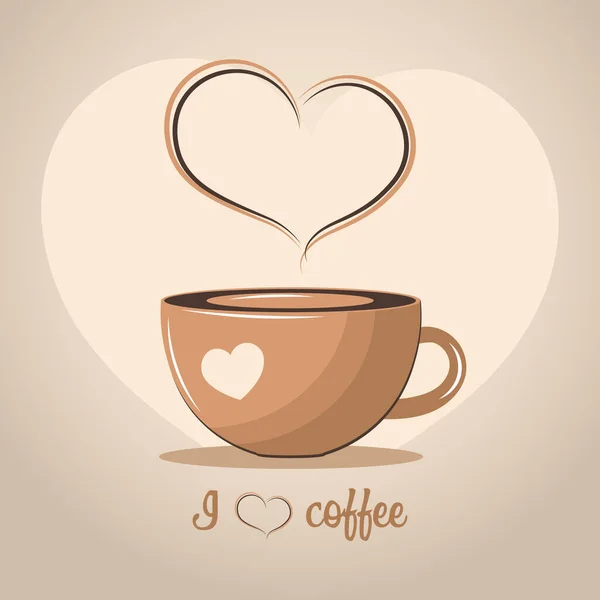 Beige Cup Coffee Steam Shape Heart Beige Background Illustration Vector — Archivo Imágenes Vectoriales