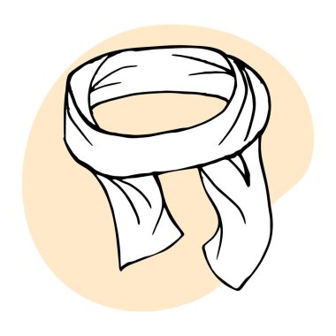 Bir kadın yaz eşarbının taslağı. Boyamak için elle çizim. Yazdırma, illüstrasyon, vektör