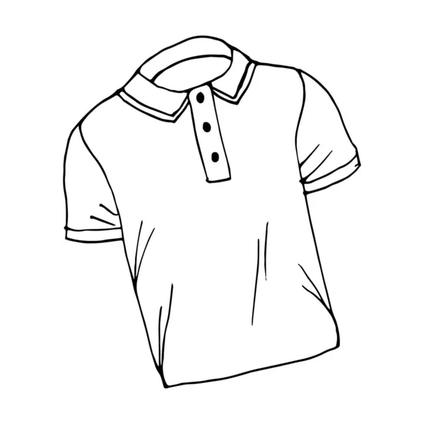 Outline Drawing Men Polo Shirt Clothes Accessories Design Coloring Book — Stockvector