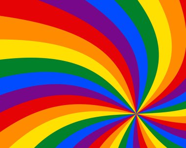 Rainbow wavy background, spiral colorful backdrop. Illustration, wallpaper, vector