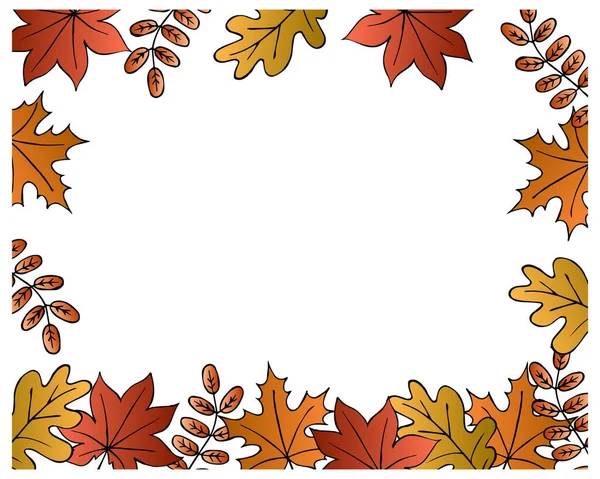Frame Made Hand Drawn Autumn Leaves Autumn Illustration Background Vector - Stok Vektor