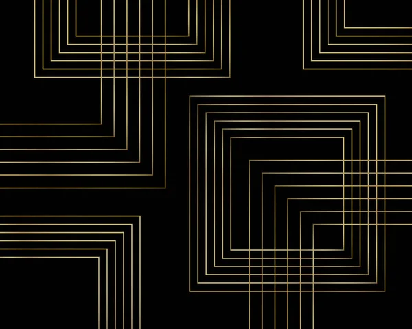 Abstract Geometric Background Golden Squares Black Background Illustration Template Vector — Vetor de Stock