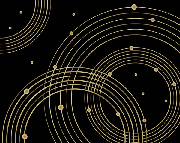 Abstract Geometric Background Golden Circles Black Background Illustration Template Vector — ストックベクタ