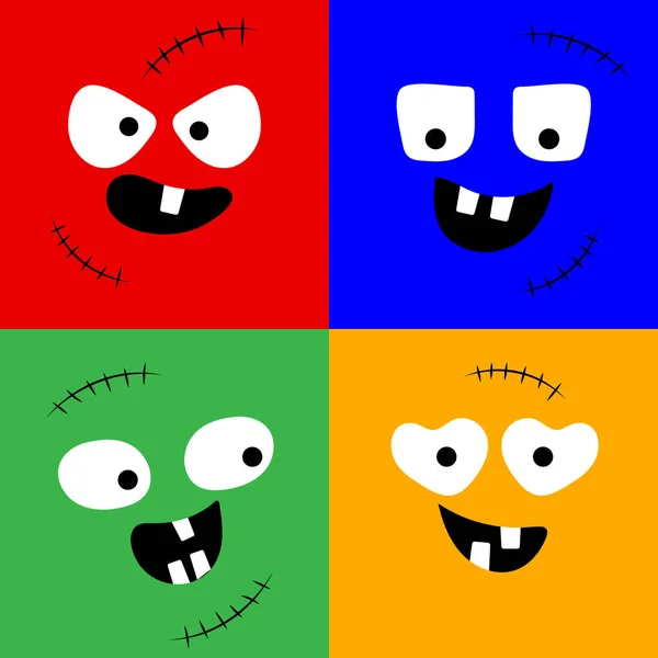 Set Cute Monster Characters Different Emotions Web Resource Print Children — Image vectorielle