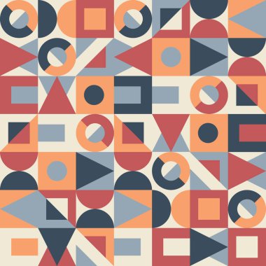 Seamless pattern, abstract geometric shapes in pastel colors. Print, textile, vector