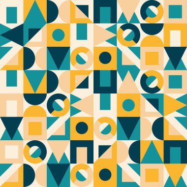 Seamless pattern, abstract geometric shapes in pastel colors. Print, textile, vector