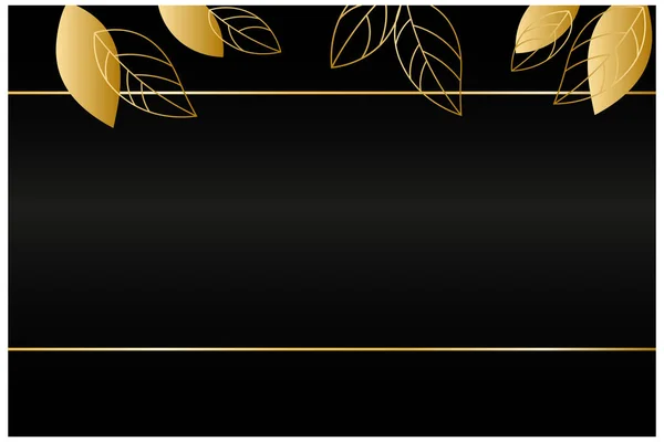 黑色贵宾卡 有金黄色的叶子和元素 — 图库矢量图片
