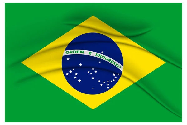 Bandeira Brasil Efeito Seda Com Pregas Ilustração Vetor —  Vetores de Stock