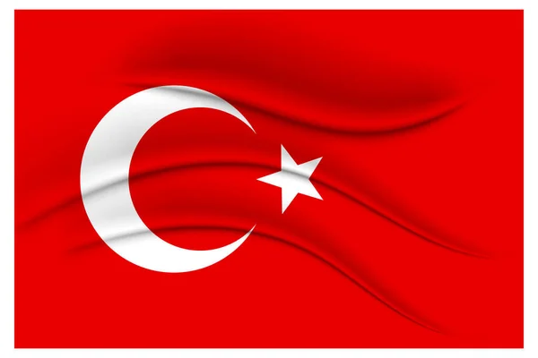 Turkse Vlag Zijde Effect Met Plooien Illustratie Vector — Stockvector