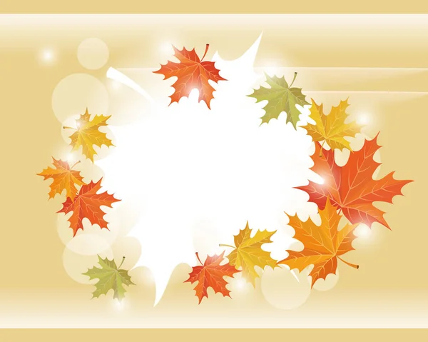 Rahmen Mit Herbstlichen Ahornblättern Auf Hellem Hintergrund Mit Sonnenreflexen Herbst — Stockvektor