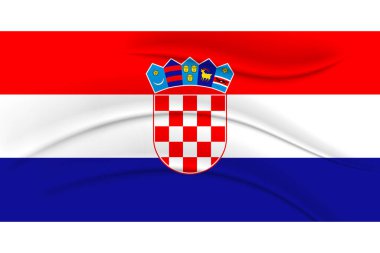 Hırvatistan bayrağı, kumaş etkisi. Görüntü, vektör