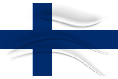 Finlandiya bayrağı, kumaş etkisi. Görüntü, vektör