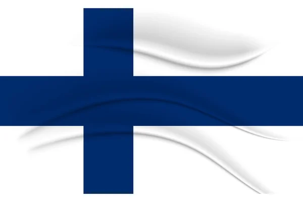 Bandeira Estado Finlândia Efeito Tecido Ilustração Vetor — Vetor de Stock