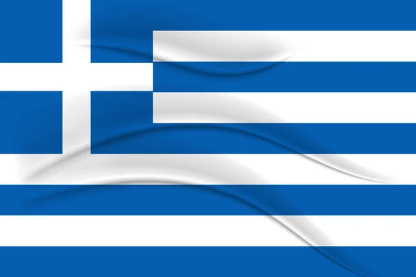 Nationalflagge Griechenlands Stoffeffekt Abbildung Vektor — Stockvektor