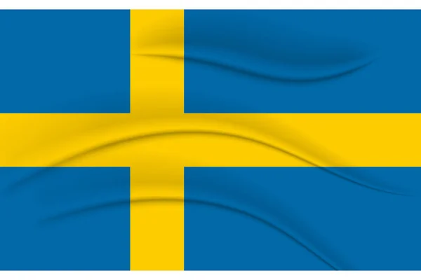 Schwedische Flagge Stoffeffekt Abbildung Vektor — Stockvektor
