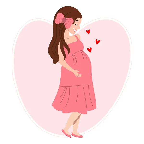 Ευτυχισμένη Έγκυος Γυναίκα Έννοια Της Μητρότητας Εικονογράφηση Αφίσα Διάνυσμα — Διανυσματικό Αρχείο