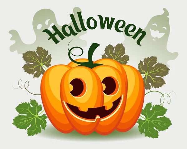 Vrolijk Spookhuis Pompoen Halloween Sms Feestelijke Illustratie Poster Vector — Stockvector