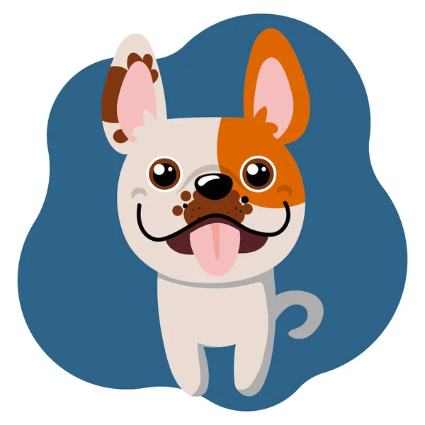 Niedlichen Lustigen Hund Bulldogge Cartoon Porträt Print Kinderillustration Vektor — Stockvektor