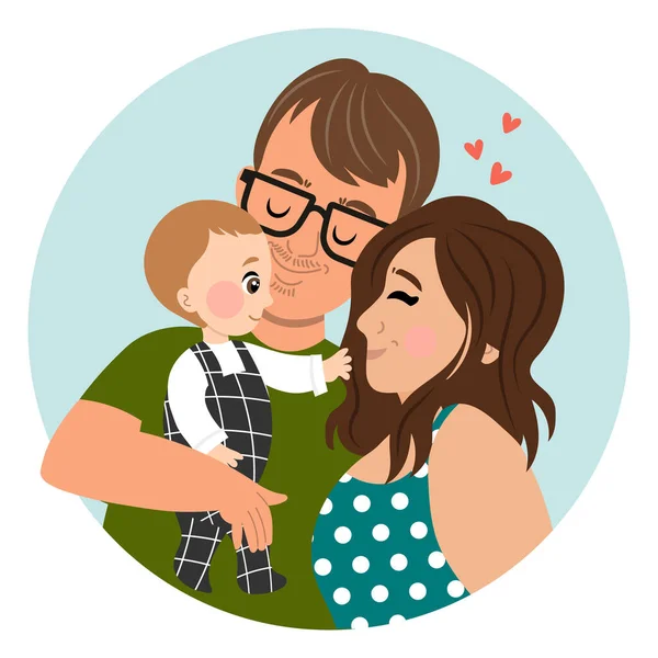 Maman Papa Petit Fils Famille Heureuse Concept Famille Illustration Affiche — Image vectorielle