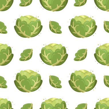 Kusursuz desen, beyaz lahana, sebze baskısı. Mutfak dekoru, tekstil, vektör