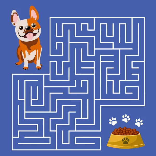 Pädagogisches Labyrinth Für Kinder Mit Einem Lustigen Hund Und Einer — Stockvektor