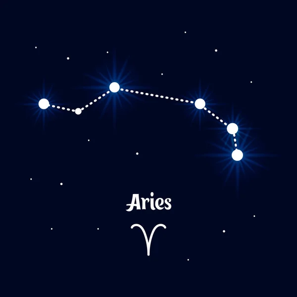 Ram Zodiak Sterrenbeeld Astrologisch Teken Van Horoscoop Blauw Wit Helder — Stockvector