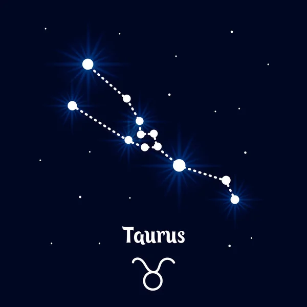 Taurus Zodiac Constellation Astrological Horoscope Sign Blue White Bright Design — Stock Vector