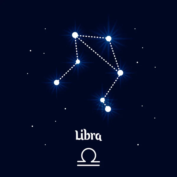Mérleg Zodiac Csillagkép Asztrológiai Jele Horoszkóp Kék Fehér Fényes Design — Stock Vector