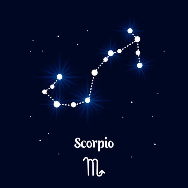 Scorpione Costellazione Zodiacale Segno Astrologico Dell Oroscopo Disegno Luminoso Blu — Vettoriale Stock