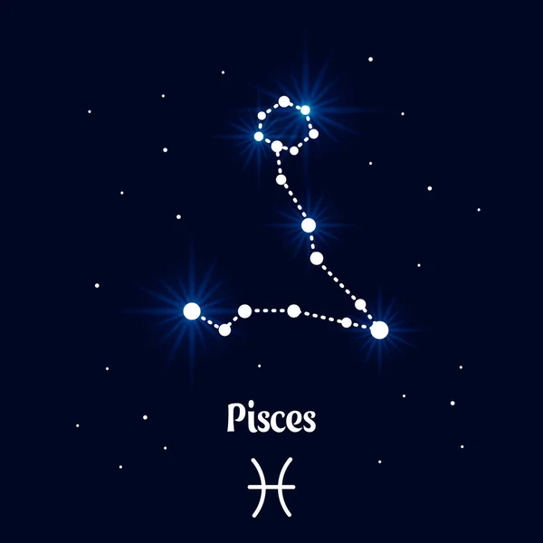 Constellation Zodiaque Des Poissons Horoscope Astrologique Signe Conception Lumineuse Bleue — Image vectorielle