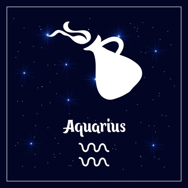 Aquarius Astrological Sign Zodiac Horoscope Night Sky Sparkling Stars Illustration — Stock Vector