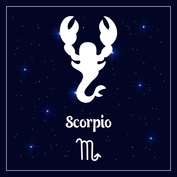 Scorpione Segno Astrologico Dell Oroscopo Zodiacale Sul Cielo Notturno Con — Vettoriale Stock