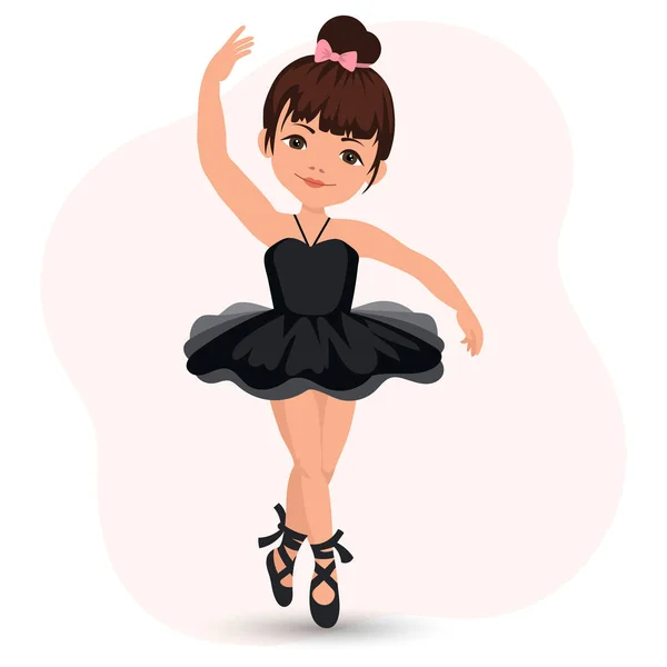 Little Cute Girl Dancing Ballerina Dress Pointe Shoes Illustration Vector — Stock Vector