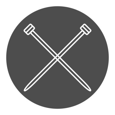 Örgü ikonu, çapraz örgü iğneleri. Hobi ve dikiş konsepti. Çizim, logo, vektör