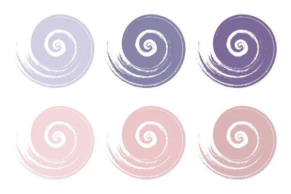 Conjunto Pinceladas Espiral Grunge Pinceladas Acrílicas Color Pastel Decoración Vector — Vector de stock