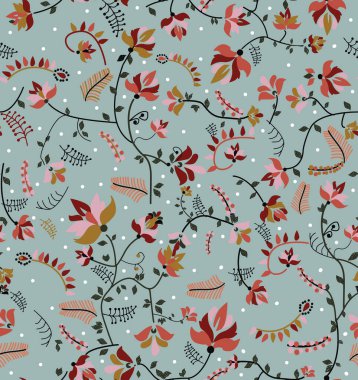 Çiçek deseni Flourish 'in doğudaki etnik kökeni. Muhteşem çiçekler ve yapraklarla geleneksel bir süs. Harikalar Diyarı motifleri Eski Asya kumaş desenleri.