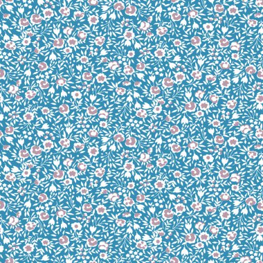 Çiçek deseni. Sade arka planda güzel çiçekler. Küçük beyaz çiçeklerle basılıyor. Ditsy parmak izi. Kusursuz bir doku. Bahar buketi.