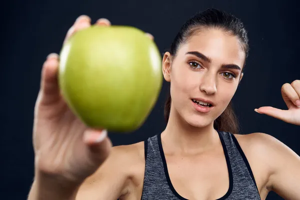 Groene appel gezondheid slanke figuur levensstijl close-up — Stockfoto