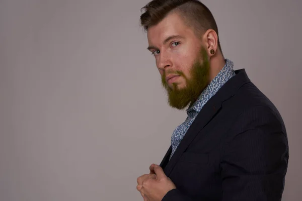 Business man in jacket posing fashion professional — Stock Photo, Image