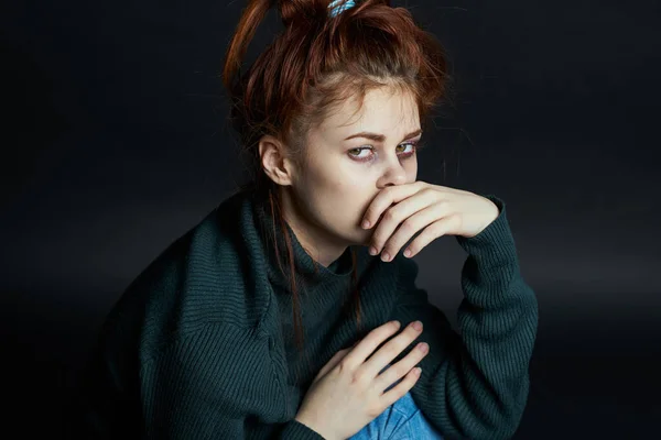 Traurige Frau Unzufriedenheit Schläge Prellungen Depression — Stockfoto