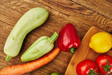 gıda vitaminleri organik gıda mutfak ürünleri yukarıdan görünüyor