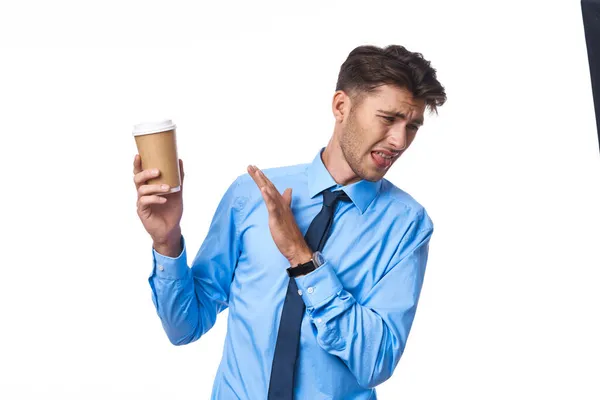 Manager office work break coffee cup light background — Stock Photo, Image