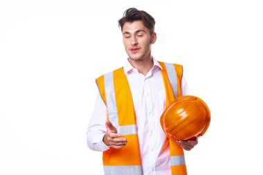 turuncu üniformalı duygusal işçi Profesyonel açık arkaplan