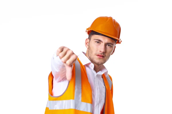 Working man in orange uniform posing construction — Stock Photo, Image